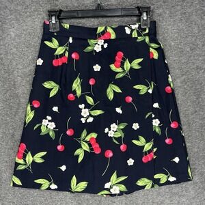 Vintage Briggs Skort Skirt Black Cherry Floral Size 8 Cotton Stretch High Rise
